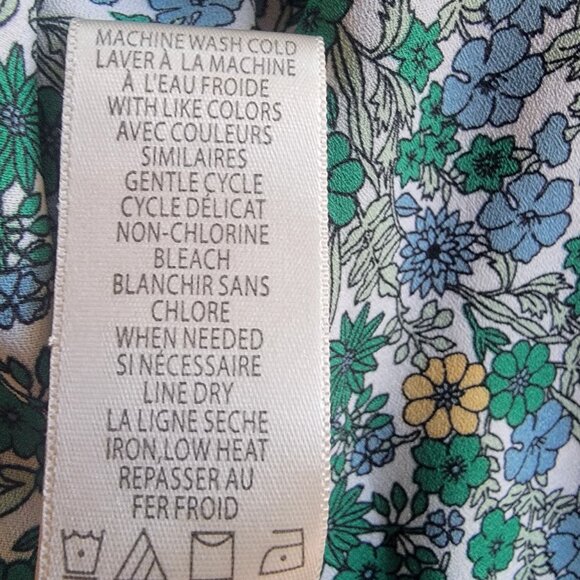 Max Studio v-Neck ruffled cap sleeve flowy green/blue floral top size L - Picture 6 of 7
